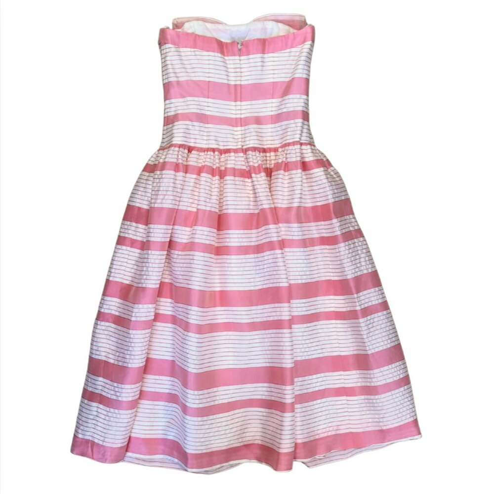 Victor Costa Pink Strapless Dress With Bow Detail 1980s Size 6 Silk Blend - Picture 5 of 5